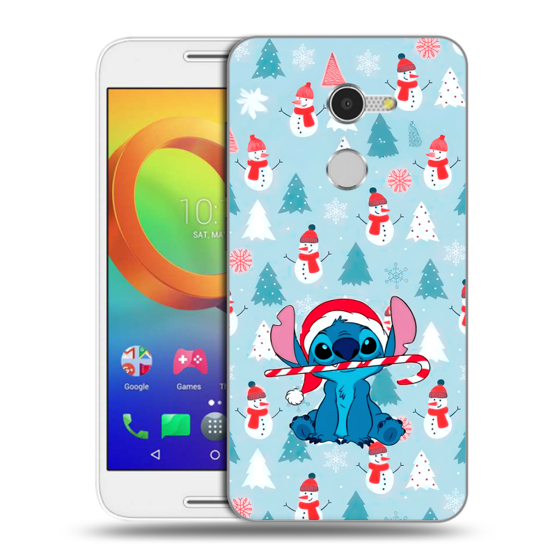 Силиконовый чехол на Alcatel A3 с принтом Стич Новый год Силиконовый чехол на Alcatel A3 с принтом Стич Новый год