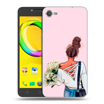 Силиконовый чехол на Alcatel A5 LED с принтом Девушка и букет Силиконовый чехол на Alcatel A5 LED с принтом Девушка и букет