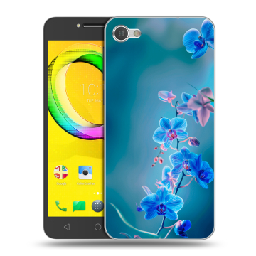 Силиконовый чехол на Alcatel A5 LED с принтом Голубые цветы Силиконовый чехол на Alcatel A5 LED с принтом Голубые цветы