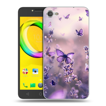 Силиконовый чехол на Alcatel A5 LED с принтом бабочки и лаванда Силиконовый чехол на Alcatel A5 LED с принтом бабочки и лаванда