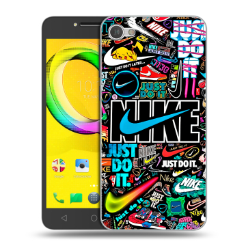Силиконовый чехол на Alcatel A5 LED с принтом найк nike черный