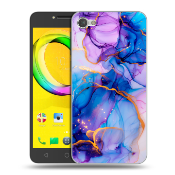 Силиконовый чехол на Alcatel A5 LED с принтом синий мрамор Силиконовый чехол на Alcatel A5 LED с принтом синий мрамор
