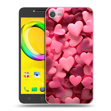 Силиконовый чехол на Alcatel A5 LED с принтом розовые сердечки Силиконовый чехол на Alcatel A5 LED с принтом розовые сердечки