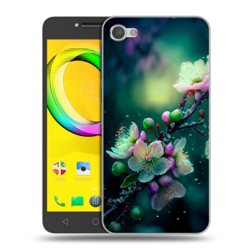 Силиконовый чехол на Alcatel A5 LED с принтом Цветы и мрамор