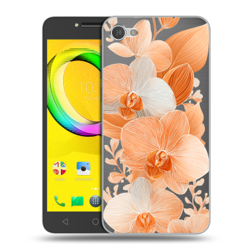 Силиконовый чехол на Alcatel A5 LED с принтом Бежевые цветы Силиконовый чехол на Alcatel A5 LED с принтом Бежевые цветы
