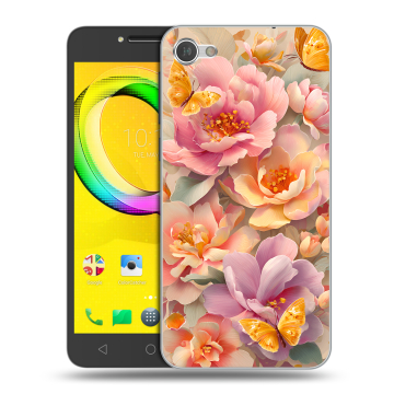 Силиконовый чехол на Alcatel A5 LED с принтом Цветы и бабочки Силиконовый чехол на Alcatel A5 LED с принтом Цветы и бабочки