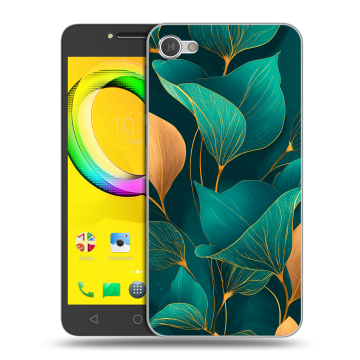 Силиконовый чехол на Alcatel A5 LED с принтом Листья и золото Силиконовый чехол на Alcatel A5 LED с принтом Листья и золото