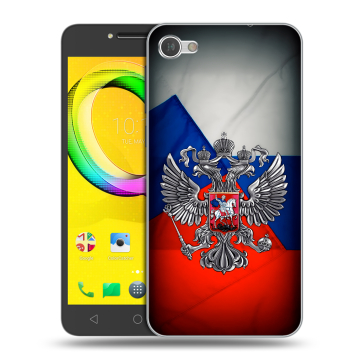 Силиконовый чехол на Alcatel A5 LED с принтом Флаг России Силиконовый чехол на Alcatel A5 LED с принтом Флаг России