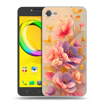 Силиконовый чехол на Alcatel A5 LED с принтом Цветы и бабочки Силиконовый чехол на Alcatel A5 LED с принтом Цветы и бабочки