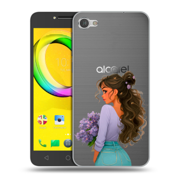 Силиконовый чехол на Alcatel A5 LED с принтом девушка цветы Силиконовый чехол на Alcatel A5 LED с принтом девушка цветы