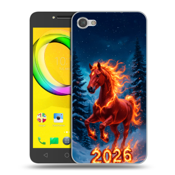 Силиконовый чехол на Alcatel A5 LED с принтом Новый год коня Силиконовый чехол на Alcatel A5 LED с принтом Новый год коня