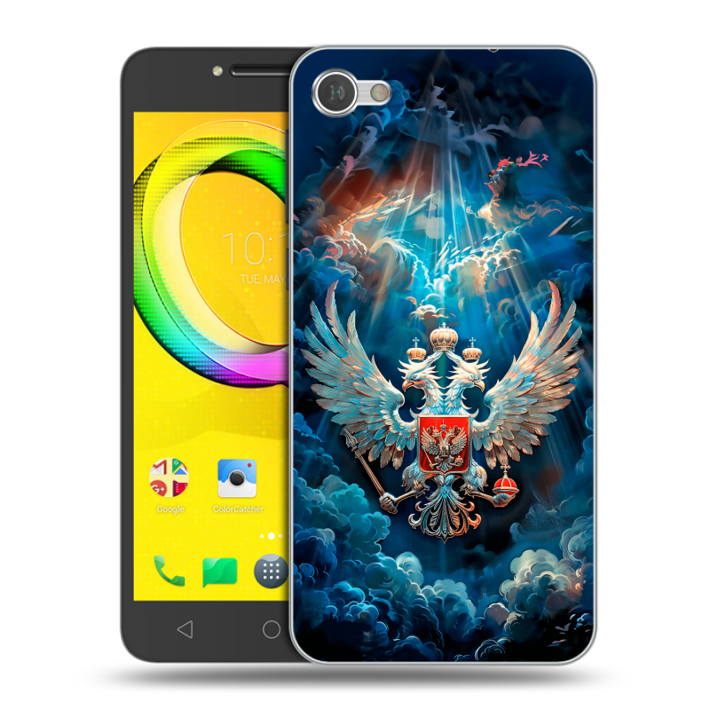Силиконовый чехол на Alcatel A5 LED с принтом Герб флаг России Силиконовый чехол на Alcatel A5 LED с принтом Герб флаг России