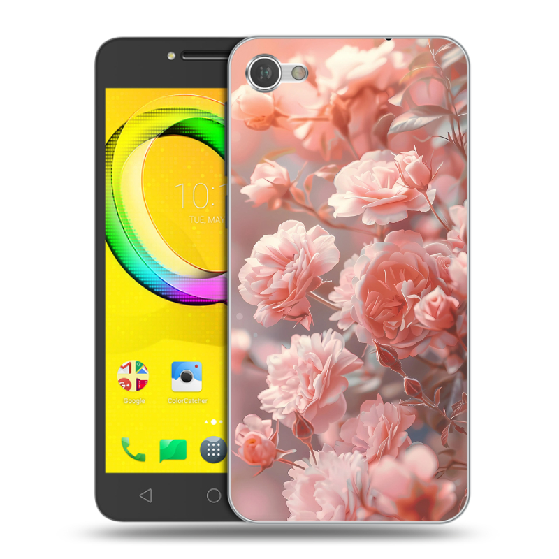 Силиконовый чехол на Alcatel A5 LED с принтом Розовые розы Силиконовый чехол на Alcatel A5 LED с принтом Розовые розы