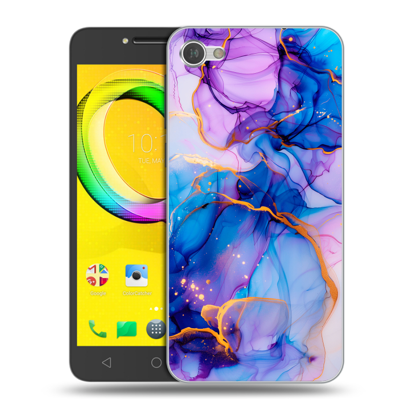Силиконовый чехол на Alcatel A5 LED с принтом синий мрамор Силиконовый чехол на Alcatel A5 LED с принтом синий мрамор