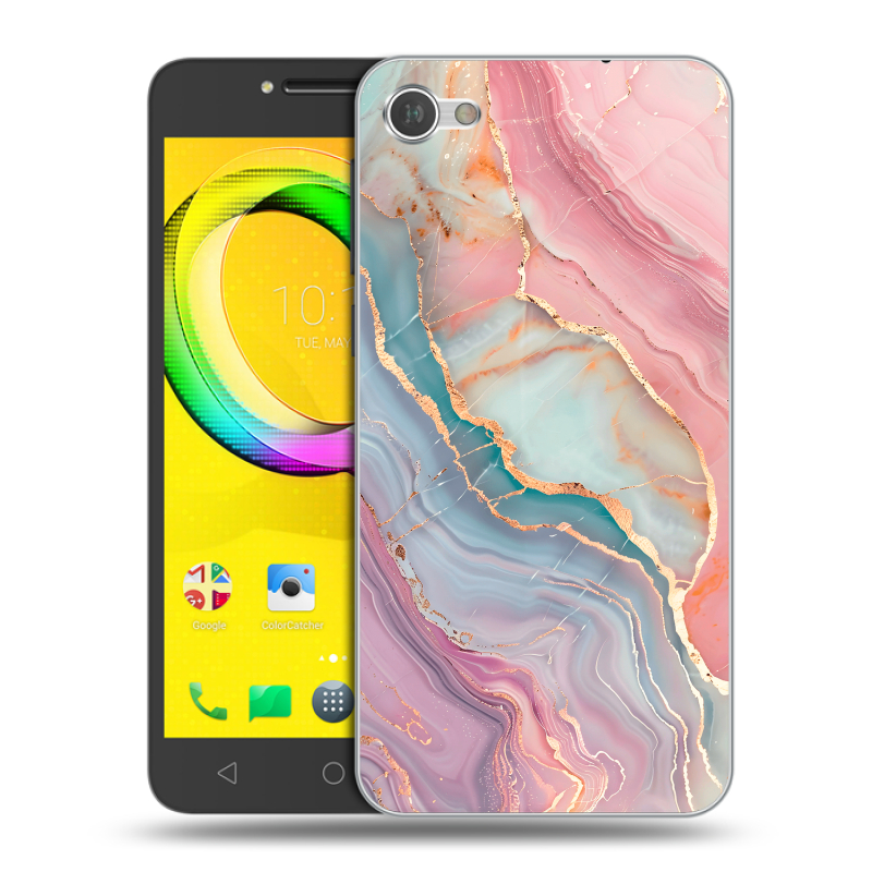 Силиконовый чехол на Alcatel A5 LED с принтом розовый мрамор Силиконовый чехол на Alcatel A5 LED с принтом розовый мрамор
