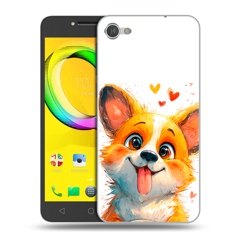 Силиконовый чехол на Alcatel A5 LED с принтом корги Силиконовый чехол на Alcatel A5 LED с принтом корги