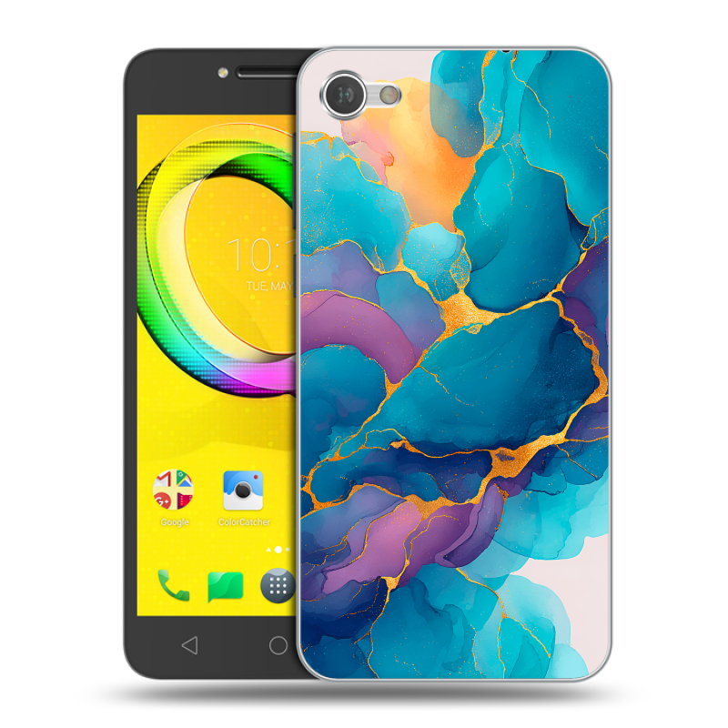 Силиконовый чехол на Alcatel A5 LED с принтом Мрамор блестки Силиконовый чехол на Alcatel A5 LED с принтом Мрамор блестки