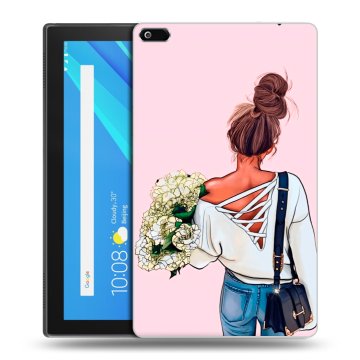 Силиконовый чехол на планшета Lenovo Tab 4 8 с принтом Девушка и букет