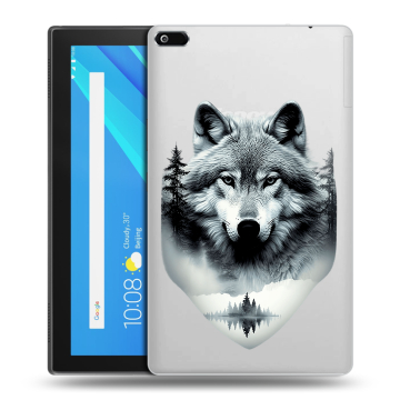 Силиконовый чехол на Lenovo Tab 4 8 с принтом Волк в лесу Силиконовый чехол на Lenovo Tab 4 8 с принтом Волк в лесу