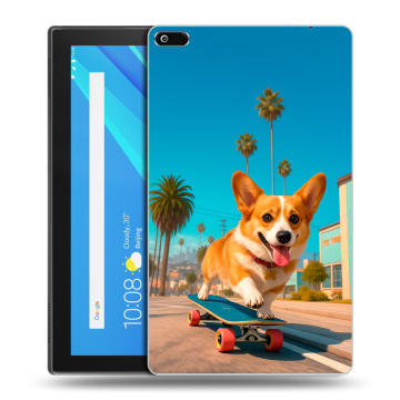Силиконовый чехол на Lenovo Tab 4 8 с принтом Корги на скейте