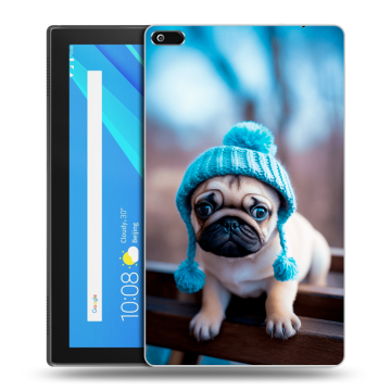 Силиконовый чехол на Lenovo Tab 4 8 с принтом Мопс в шапке