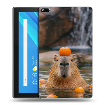Силиконовый чехол на Lenovo Tab 4 8 с принтом Капибара с апельсином