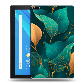 Силиконовый чехол на Lenovo Tab 4 8 с принтом Листья и золото