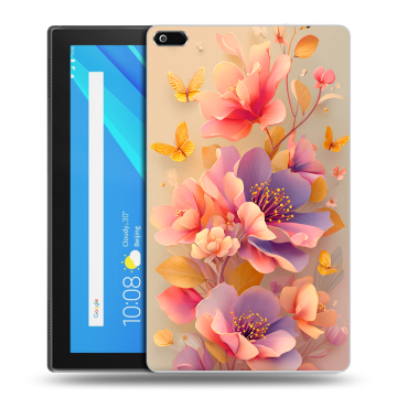 Силиконовый чехол на Lenovo Tab 4 8 с принтом Цветы и бабочки