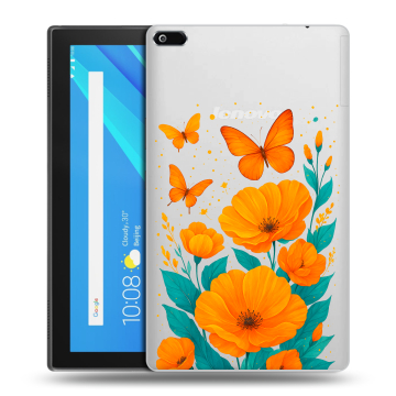 Силиконовый чехол на Lenovo Tab 4 8 с принтом цветы бабочки