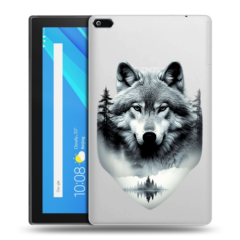 Силиконовый чехол на Lenovo Tab 4 8 с принтом Волк в лесу Силиконовый чехол на Lenovo Tab 4 8 с принтом Волк в лесу