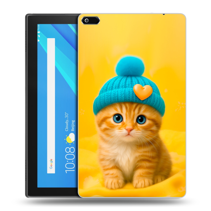 Силиконовый чехол на Lenovo Tab 4 8 с принтом Котенок в шапке Силиконовый чехол на Lenovo Tab 4 8 с принтом Котенок в шапке