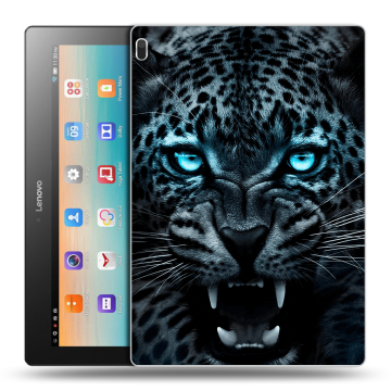Силиконовый чехол на планшета Lenovo Tab 4 10 с принтом Темный леопард Силиконовый чехол на планшета Lenovo Tab 4 10 с принтом Темный леопард