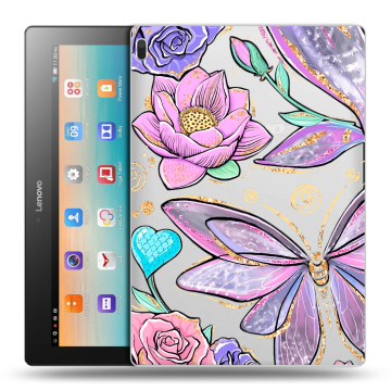 Силиконовый чехол на Lenovo Tab 4 10 с принтом Бабочки и цветы