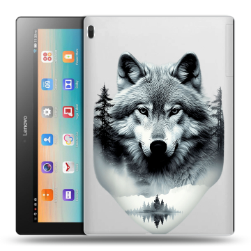 Силиконовый чехол на Lenovo Tab 4 10 с принтом Волк в лесу
