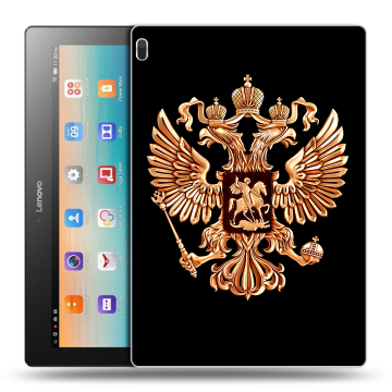 Силиконовый чехол на Lenovo Tab 4 10 с принтом Герб России золотой