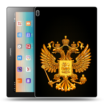 Силиконовый чехол на Lenovo Tab 4 10 с принтом Герб России желтый