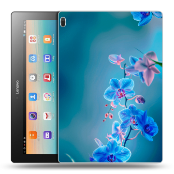 Силиконовый чехол на Lenovo Tab 4 10 с принтом Голубые цветы