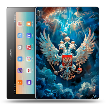 Силиконовый чехол на Lenovo Tab 4 10 с принтом Герб флаг России