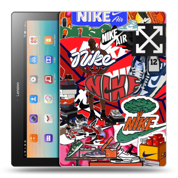 Силиконовый чехол на Lenovo Tab 4 10 с принтом Найк Nike яркий