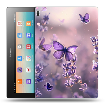 Силиконовый чехол на Lenovo Tab 4 10 с принтом бабочки и лаванда