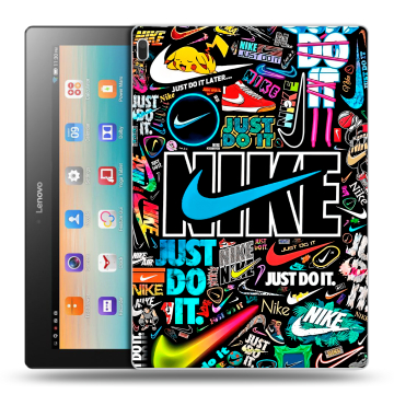 Силиконовый чехол на Lenovo Tab 4 10 с принтом найк nike черный