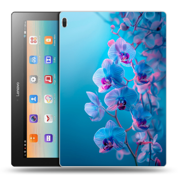 Силиконовый чехол на Lenovo Tab 4 10 с принтом голубые орхидеи