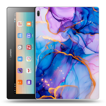 Силиконовый чехол на Lenovo Tab 4 10 с принтом синий мрамор