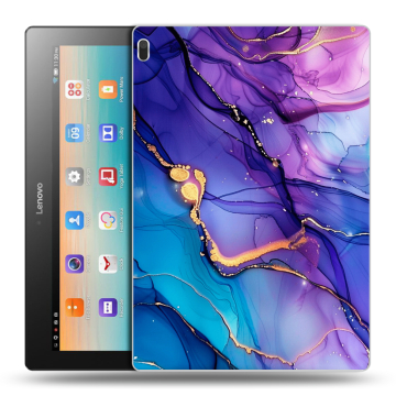 Силиконовый чехол на Lenovo Tab 4 10 с принтом синий мрамор