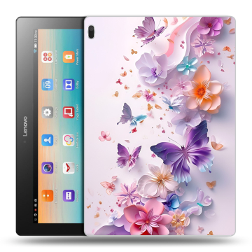 Силиконовый чехол на Lenovo Tab 4 10 с принтом цветы бабочки