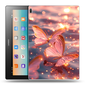 Силиконовый чехол на Lenovo Tab 4 10 с принтом бабочки розовые