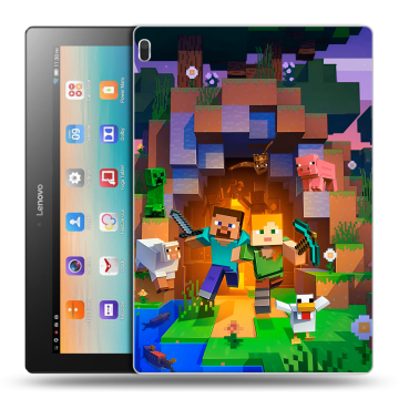Силиконовый чехол на Lenovo Tab 4 10 с принтом Майнкрафт Minecraft