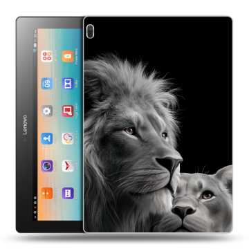 Силиконовый чехол на Lenovo Tab 4 10 с принтом Лев кошки