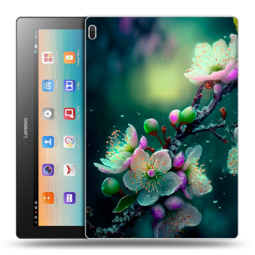 Силиконовый чехол на Lenovo Tab 4 10 с принтом Цветы и мрамор