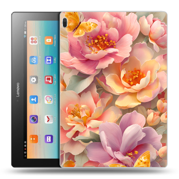 Силиконовый чехол на Lenovo Tab 4 10 с принтом Цветы и бабочки